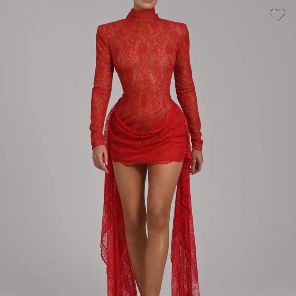 The Dolls House Red Lace Mini Dress